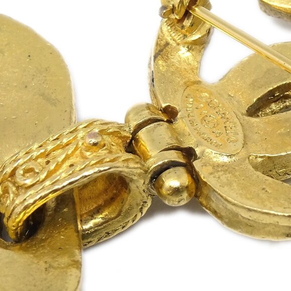 Chanel Gripoix Brooch Pin Gold Red 94A 113386 - Picture 4 of 4